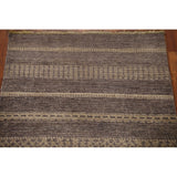 Striped Modern Gabbeh Square Area Rug Handmade Wool Carpet - 2'11" x 3'1"