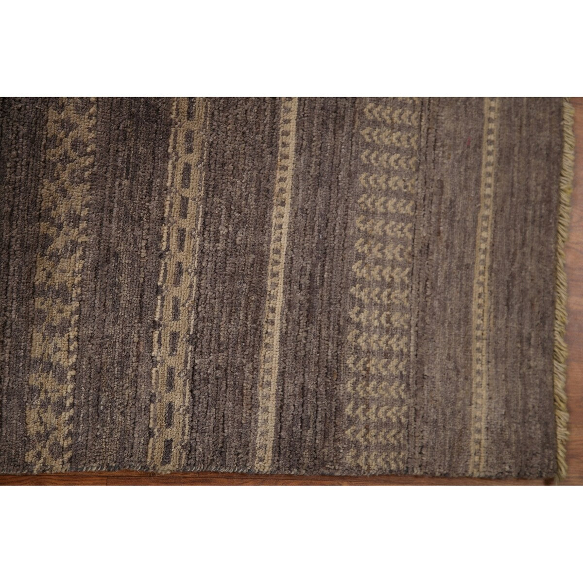 Striped Modern Gabbeh Square Area Rug Handmade Wool Carpet - 2'11" x 3'1"