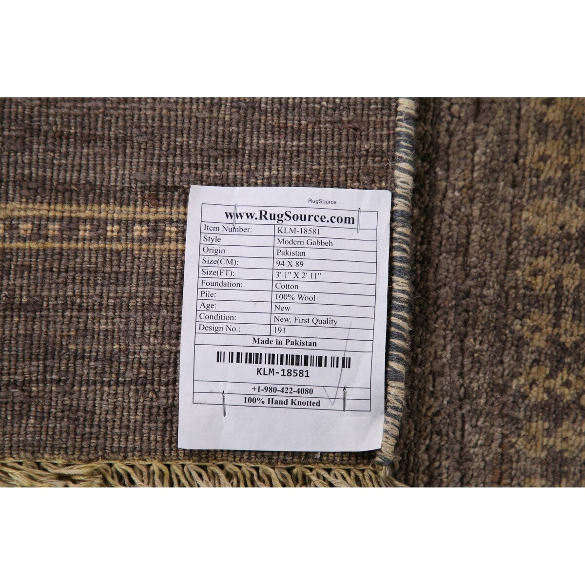 Striped Modern Gabbeh Square Area Rug Handmade Wool Carpet - 2'11" x 3'1"