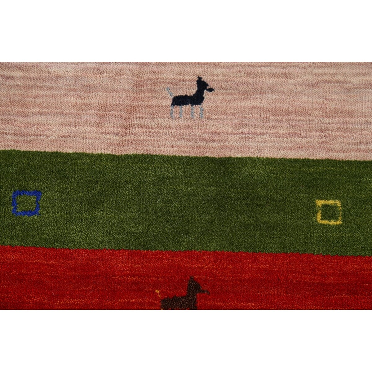 Striped Navy Blue Tribal Gabbeh Indian Accent Rug Handmade Wool Carpet - 4'0"x 6'0"