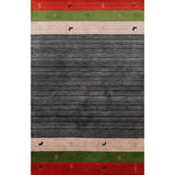 Striped Navy Blue Tribal Gabbeh Indian Accent Rug Handmade Wool Carpet - 4'0"x 6'0"