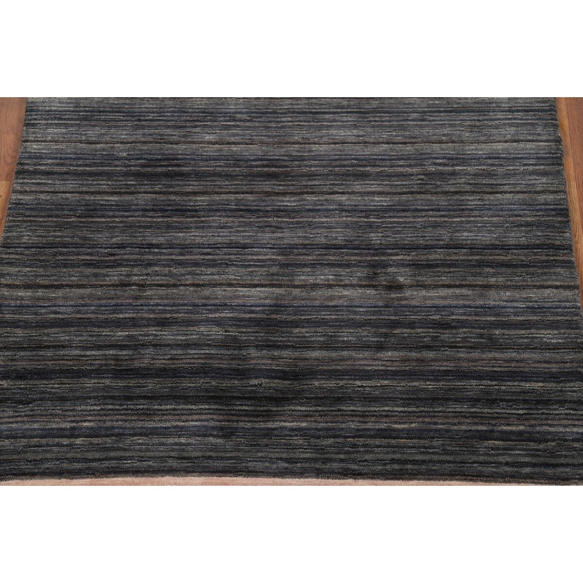Striped Navy Blue Tribal Gabbeh Indian Accent Rug Handmade Wool Carpet - 4'0"x 6'0"