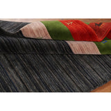 Striped Navy Blue Tribal Gabbeh Indian Accent Rug Handmade Wool Carpet - 4'0"x 6'0"