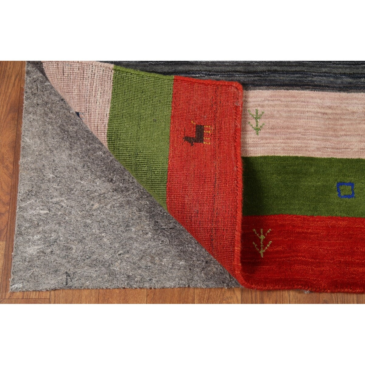 Striped Navy Blue Tribal Gabbeh Indian Accent Rug Handmade Wool Carpet - 4'0"x 6'0"
