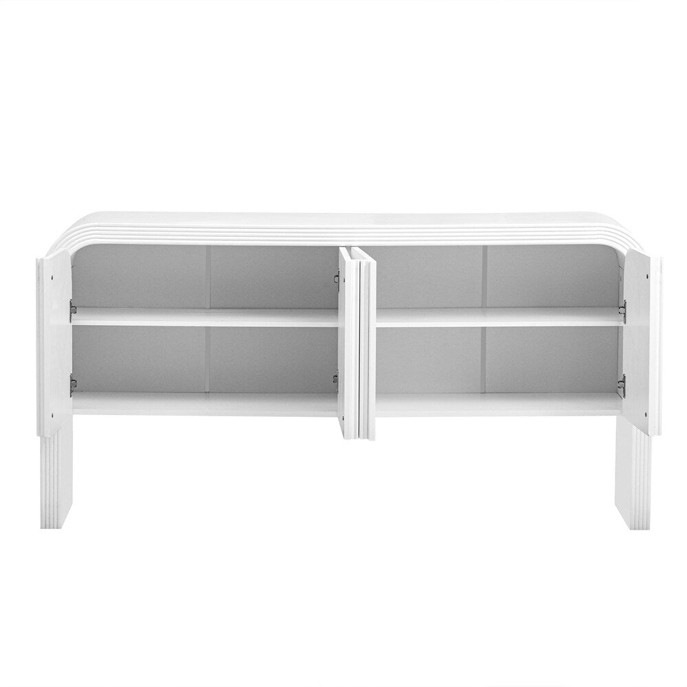 Striped Storage Cabinet with 4 Doors, Adjustable