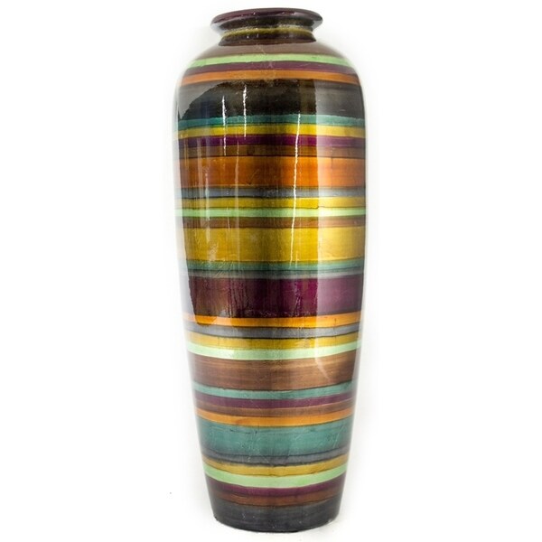 Stripes 24" Ceramic Water Jug Floor Vase