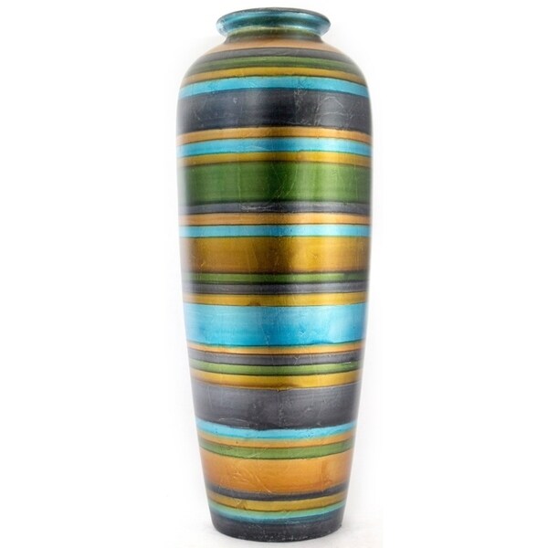 Stripes 24" Ceramic Water Jug Floor Vase