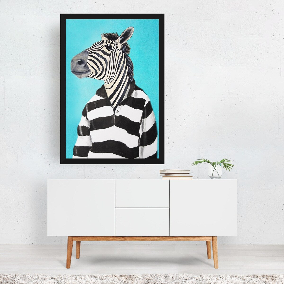 Stripy Zebra Painting Animals Humor Whimsical Art Print/Poster