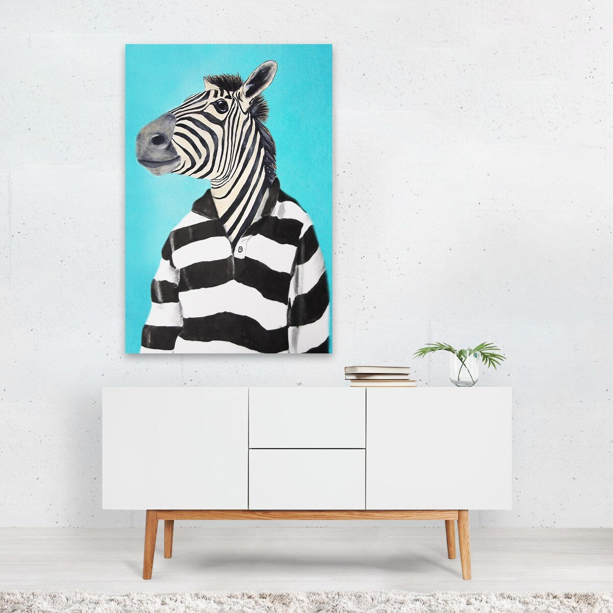 Stripy Zebra Painting Animals Humor Whimsical Art Print/Poster