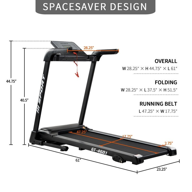 Stronger 2.25hp treadmill home gym with Speaker,Aux and USB input - Medium