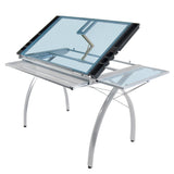 Studio Designs Futura Glass Top Drafting Table with Folding Shelf