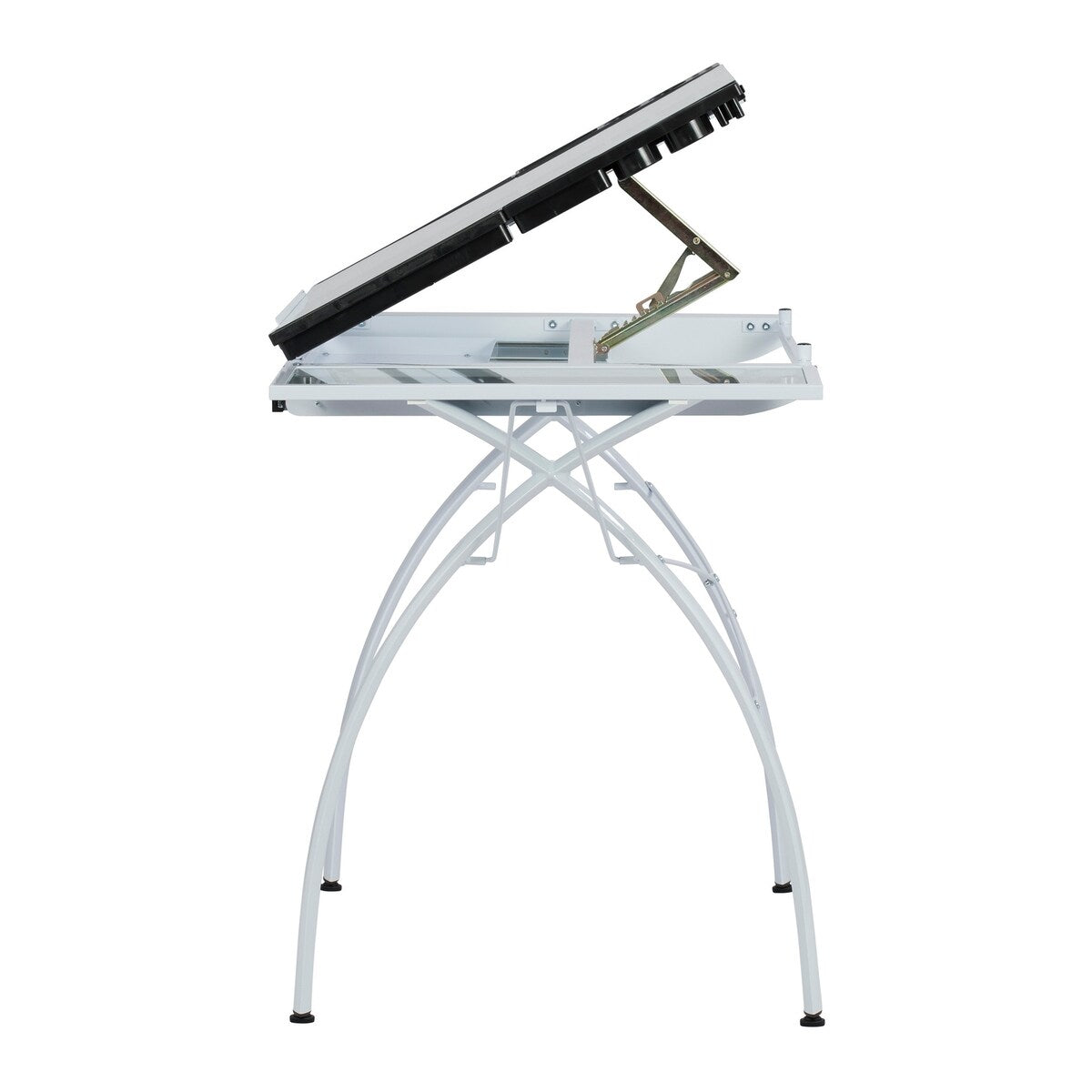 Studio Designs Futura Glass Top Drafting Table with Folding Shelf