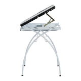 Studio Designs Futura Glass Top Drafting Table with Folding Shelf