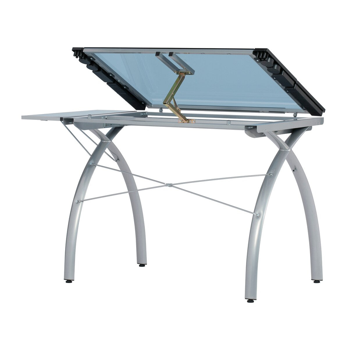 Studio Designs Futura Glass Top Drafting Table with Folding Shelf