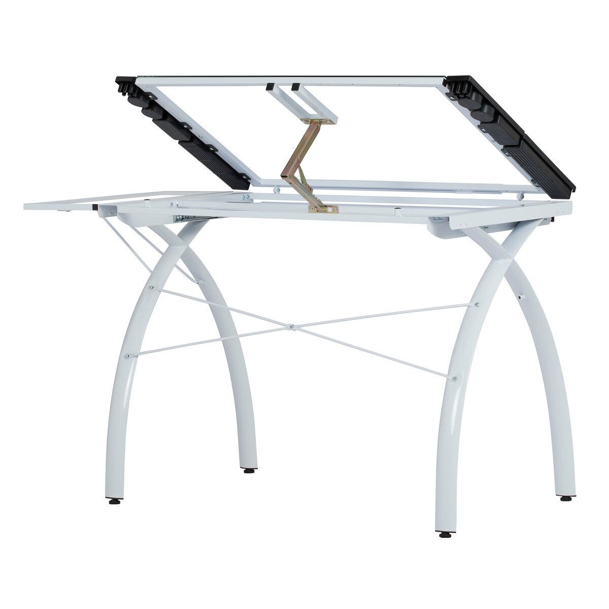 Studio Designs Futura Glass Top Drafting Table with Folding Shelf