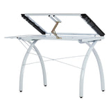 Studio Designs Futura Glass Top Drafting Table with Folding Shelf