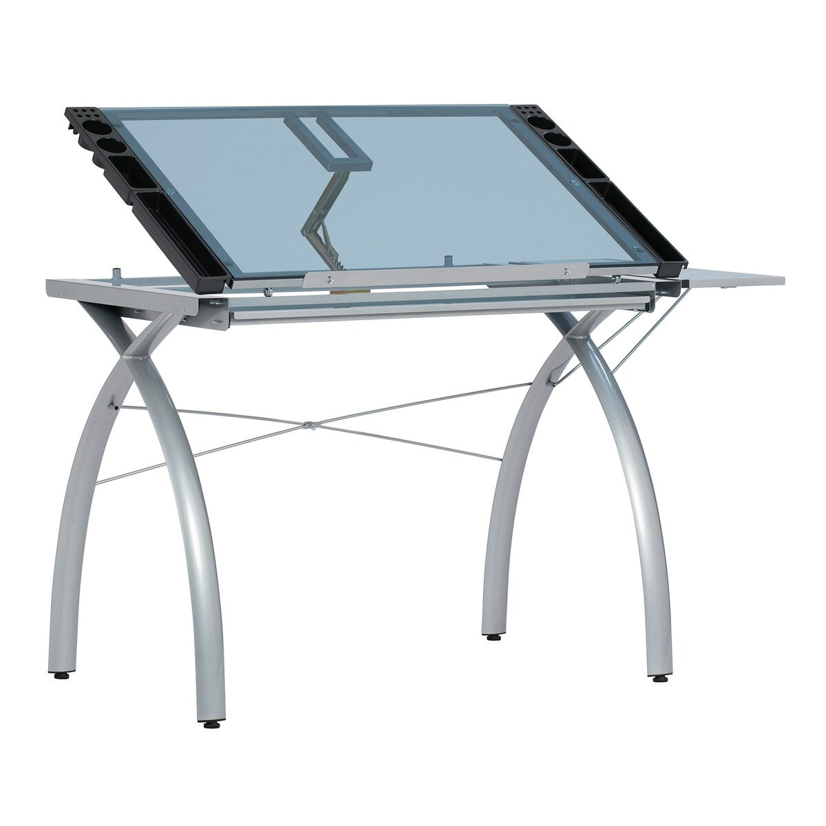 Studio Designs Futura Glass Top Drafting Table with Folding Shelf