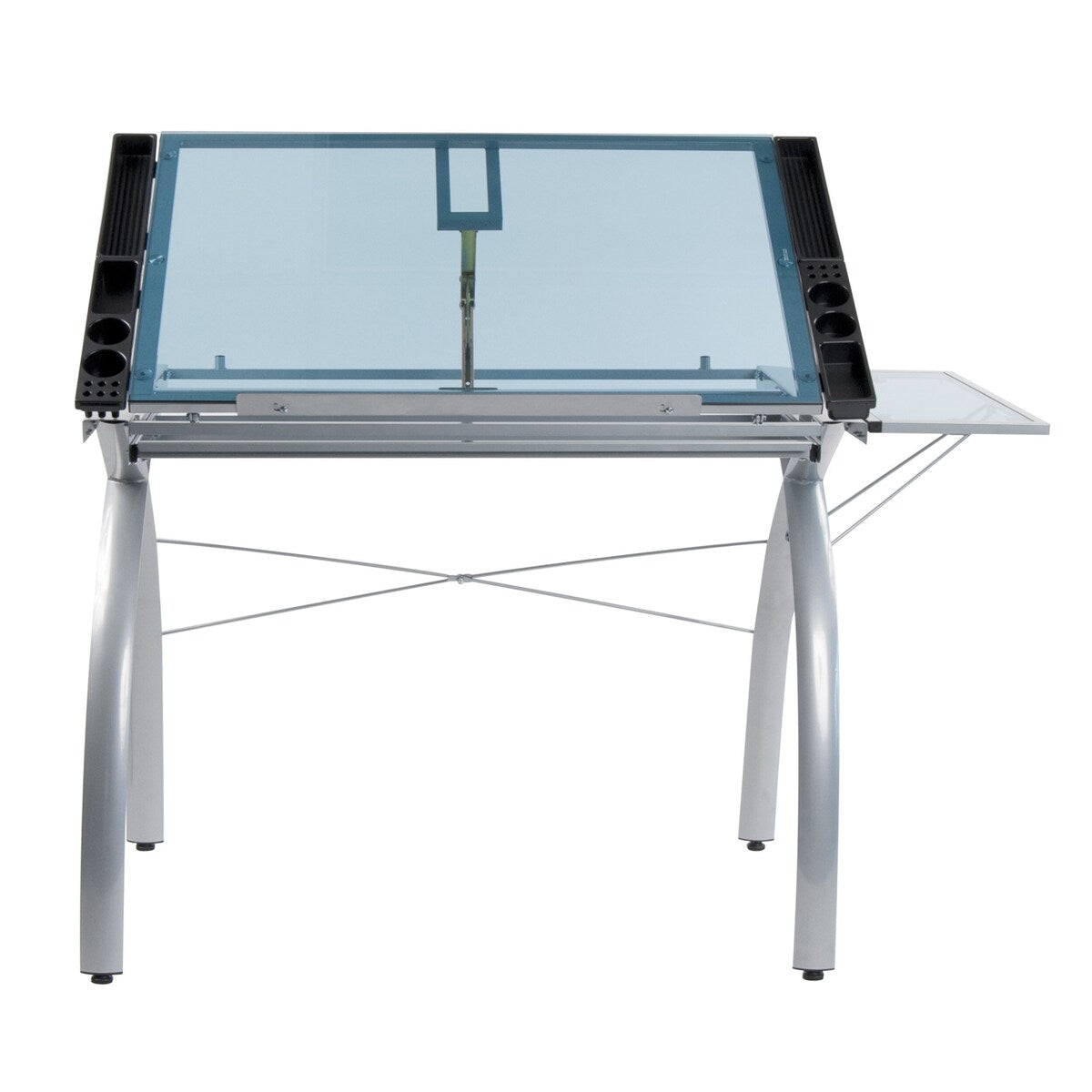 Studio Designs Futura Glass Top Drafting Table with Folding Shelf