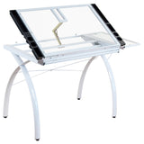 Studio Designs Futura Glass Top Drafting Table with Folding Shelf