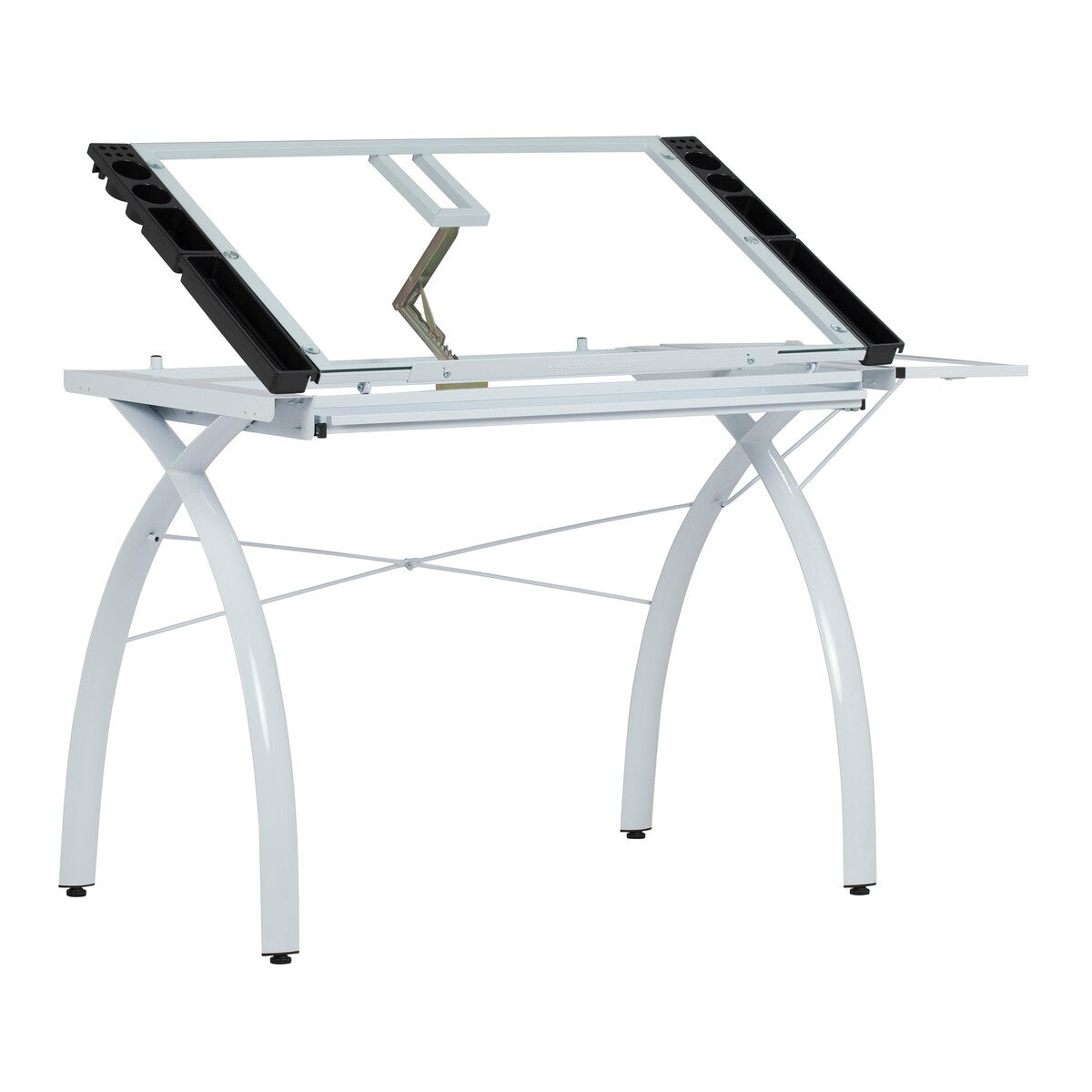 Studio Designs Futura Glass Top Drafting Table with Folding Shelf