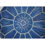 Stuffed Handmade Moroccan Leather Round Ottoman Pouf