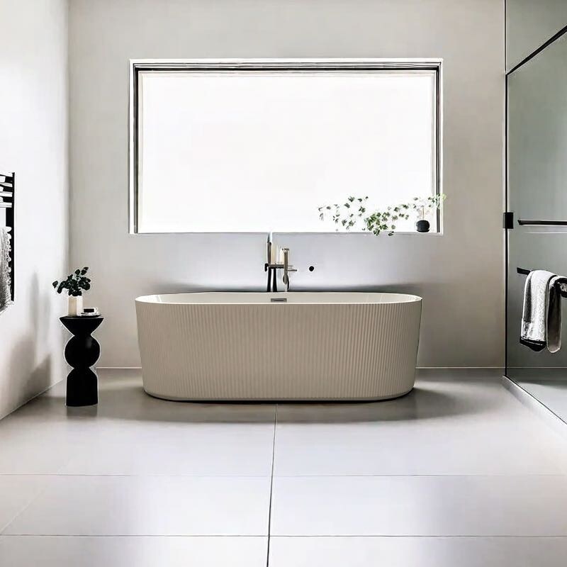 Stufurhome 67" In. Acrylic Freestanding FlatBottom Design Soaking Tubs with Chrome Overflow and Pop Up Drain
