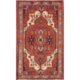 Stunning Geometric Red Hamedan Persian Area Rug Handmade Foyer Carpet - 3'7" x 5'7"