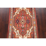 Stunning Geometric Red Hamedan Persian Area Rug Handmade Foyer Carpet - 3'7" x 5'7"