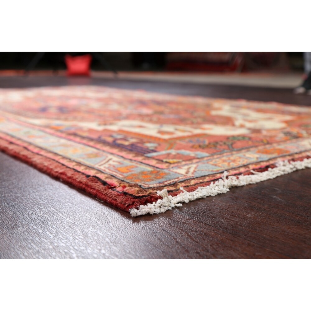 Stunning Geometric Red Hamedan Persian Area Rug Handmade Foyer Carpet - 3'7" x 5'7"