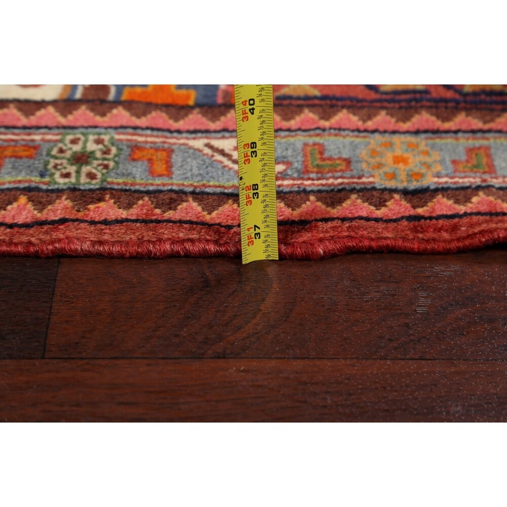 Stunning Geometric Red Hamedan Persian Area Rug Handmade Foyer Carpet - 3'7" x 5'7"