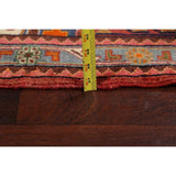 Stunning Geometric Red Hamedan Persian Area Rug Handmade Foyer Carpet - 3'7" x 5'7"