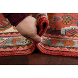 Stunning Geometric Red Hamedan Persian Area Rug Handmade Foyer Carpet - 3'7" x 5'7"