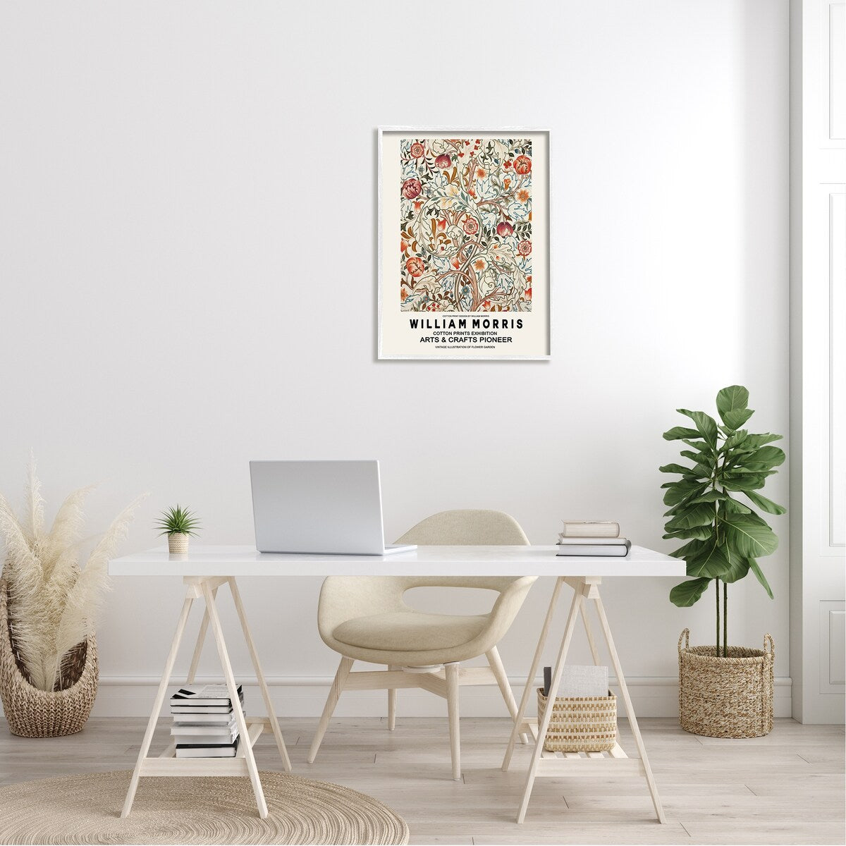 Stupell Bold Red Flowers Pattern Intertwining Stems Text Flyer Framed Wall Art - Beige