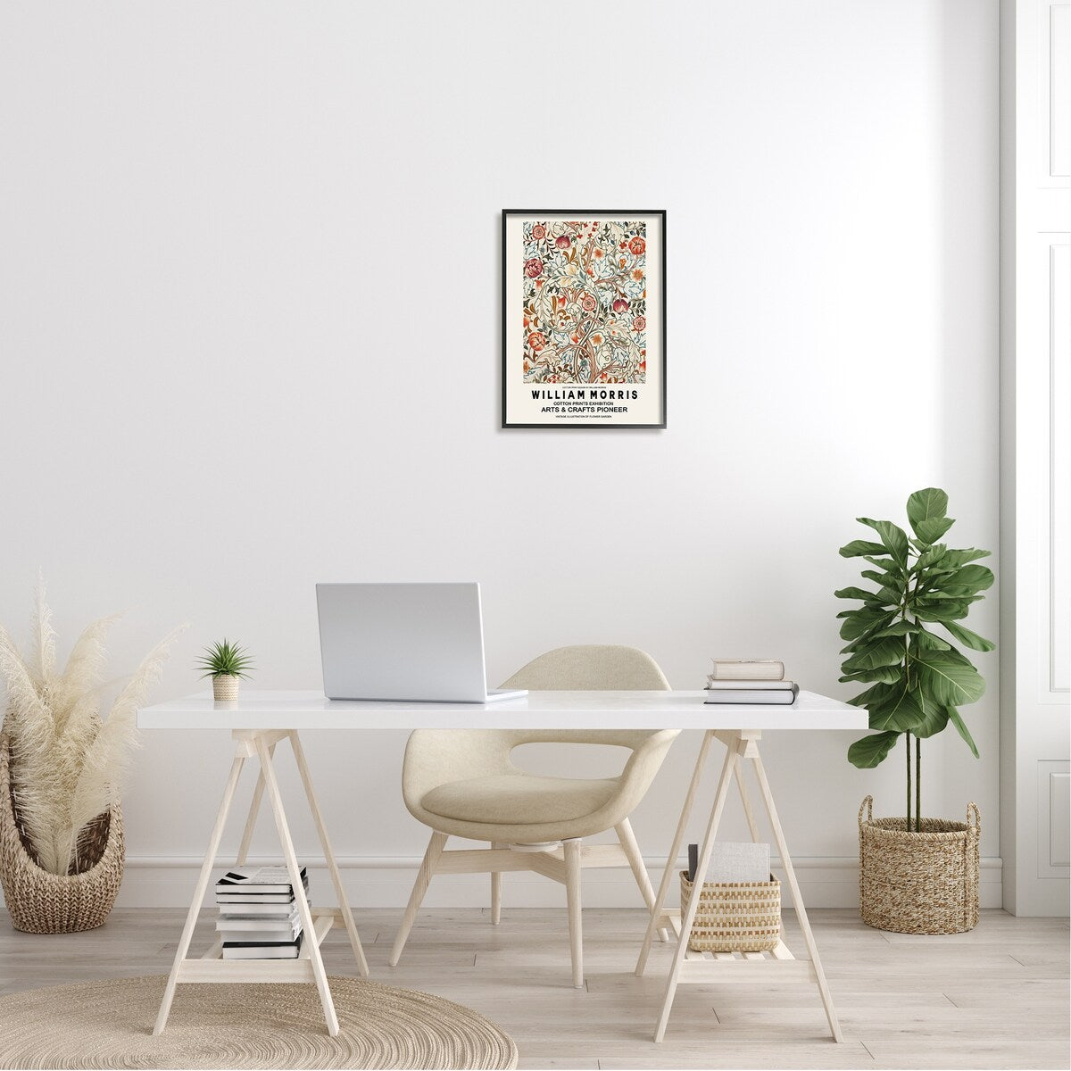 Stupell Bold Red Flowers Pattern Intertwining Stems Text Flyer Framed Wall Art - Beige