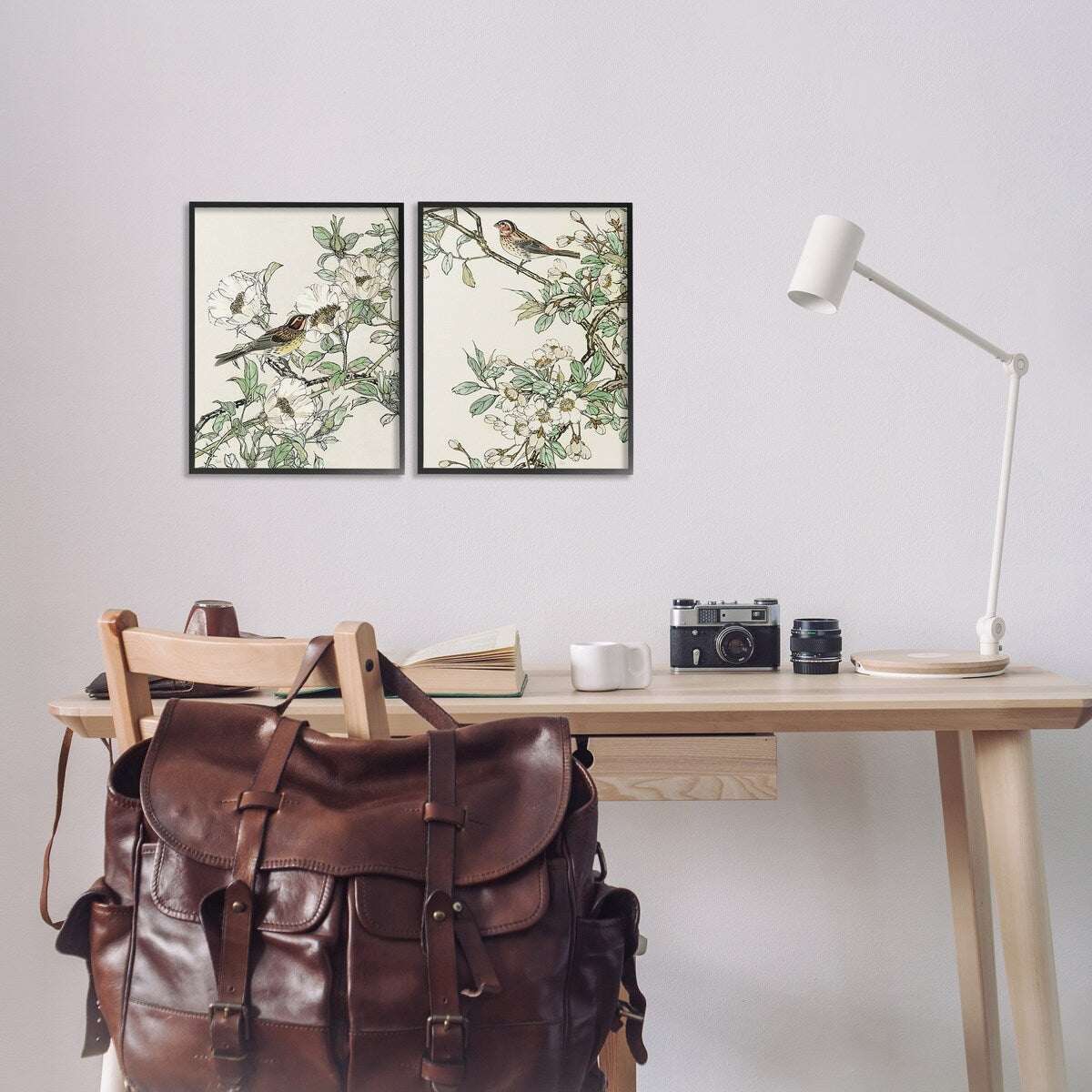 Stupell Classic Sparrow on Blossoms 2 Piece Framed Giclee Art Set Design by Nan