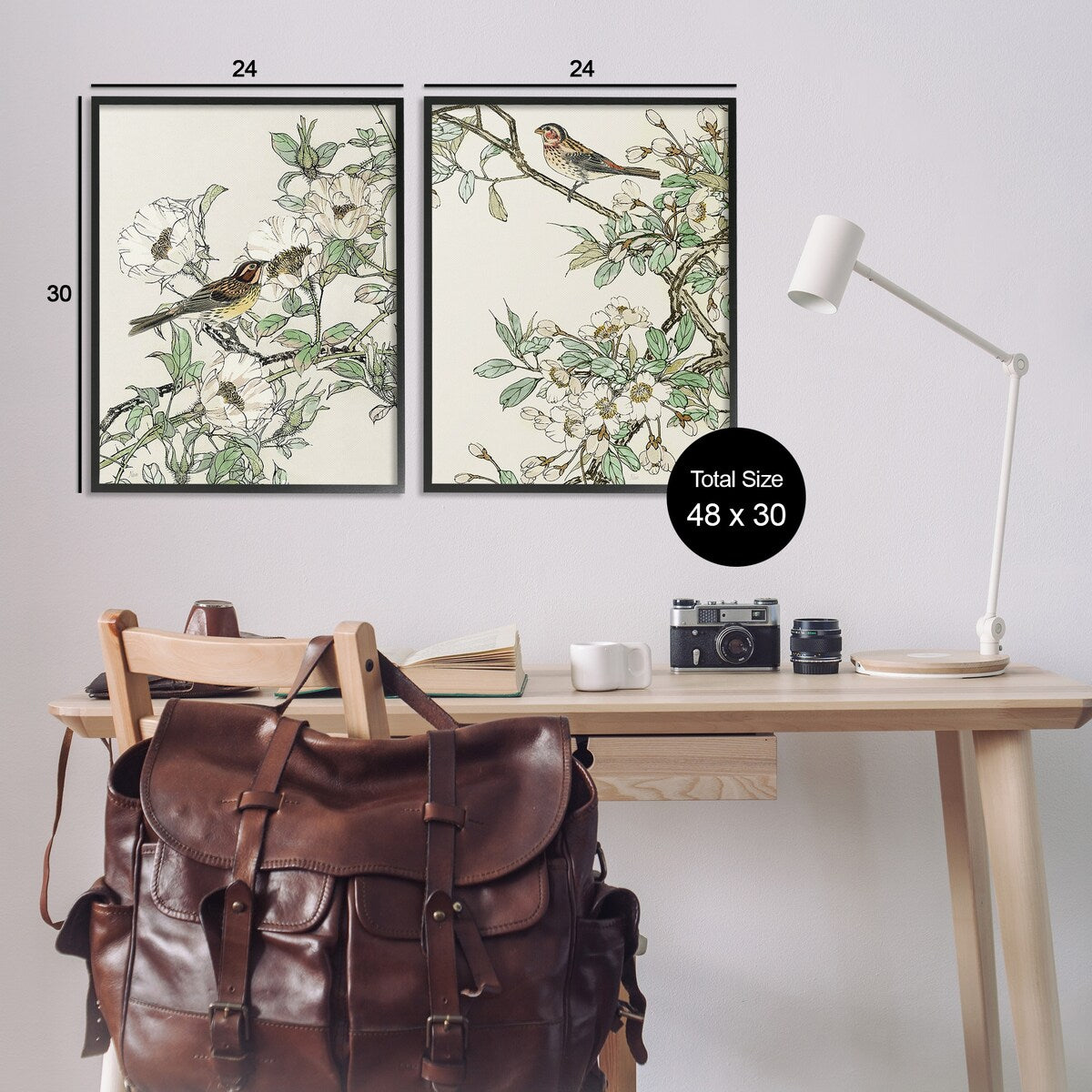 Stupell Classic Sparrow on Blossoms 2 Piece Framed Giclee Art Set Design by Nan