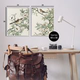 Stupell Classic Sparrow on Blossoms 2 Piece Framed Giclee Art Set Design by Nan