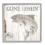 Stupell Gone Fishin' Rustic Angler Framed Giclee Art Design by Wild Apple Portfolio