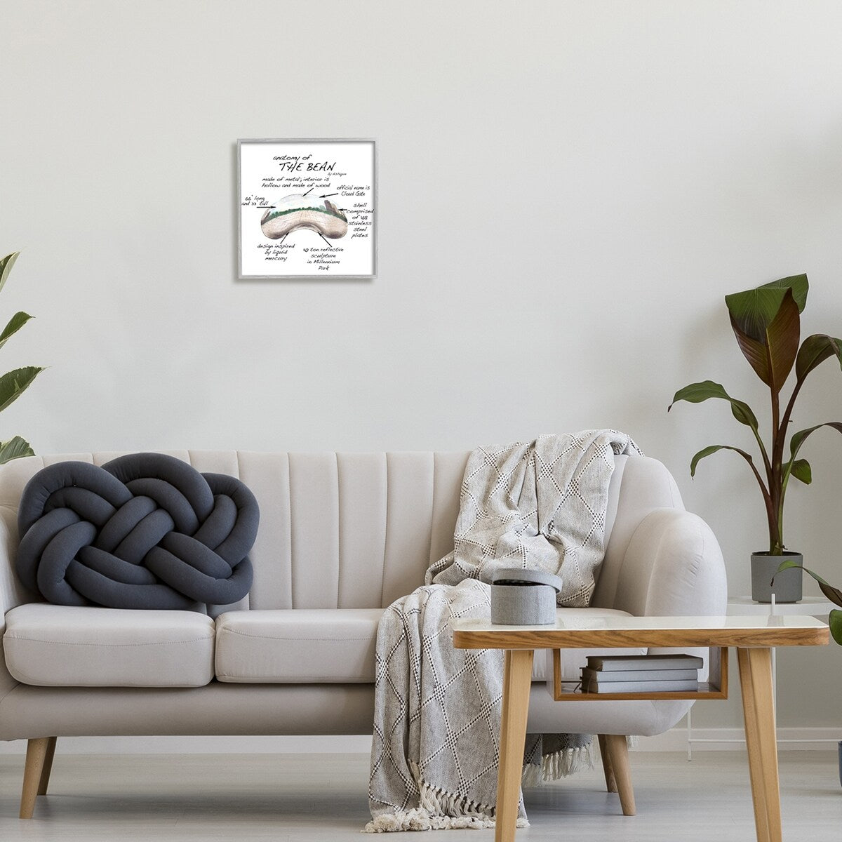 Stupell Cloud Gate Chicago Bean Sculpture Educational Chart Diagram Framed Wall Art, Design by Dishique - Beige