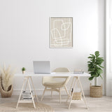 Stupell Contemporary White Line Shapes Minimal Grain Design Framed Wall Art - Beige