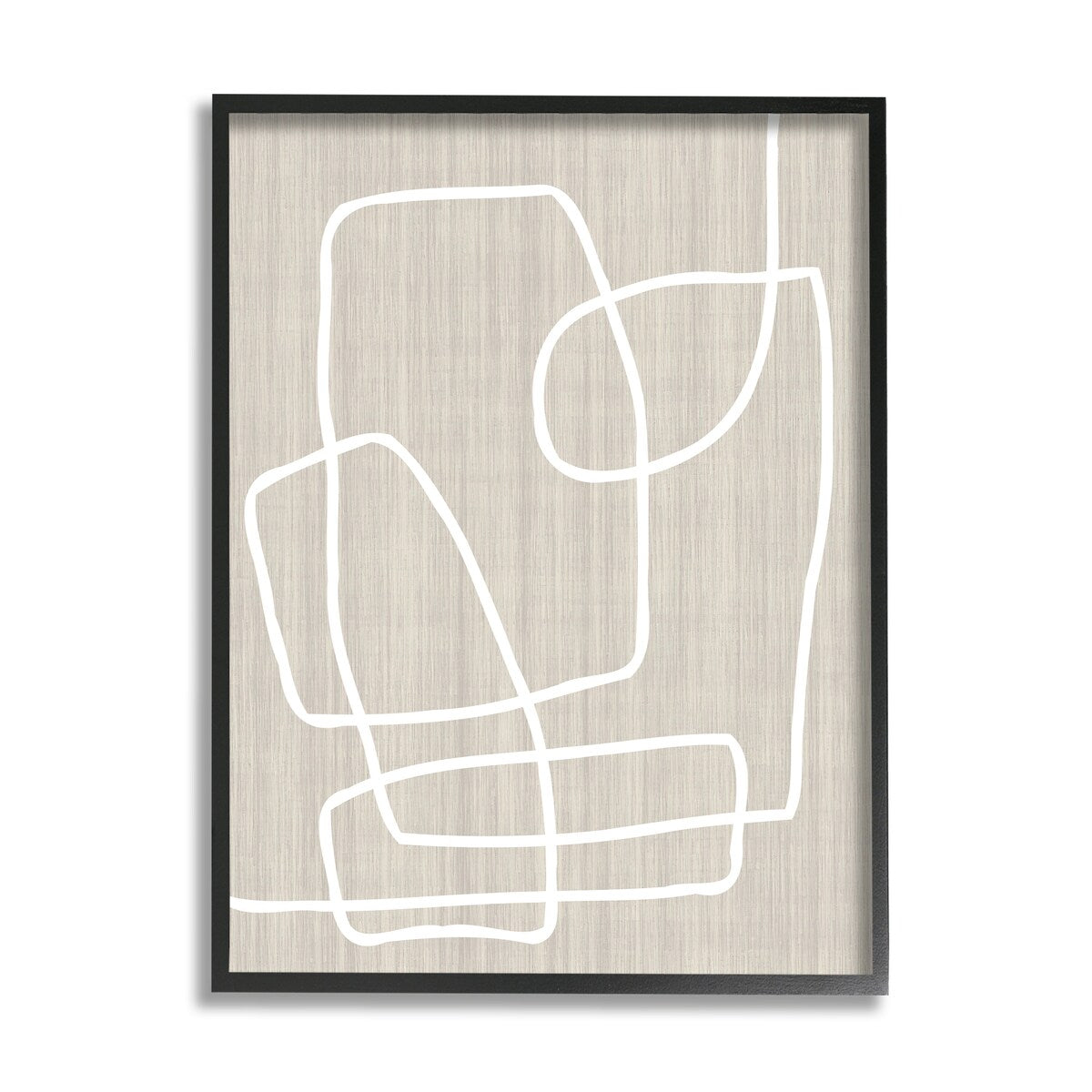 Stupell Contemporary White Line Shapes Minimal Grain Design Framed Wall Art - Beige