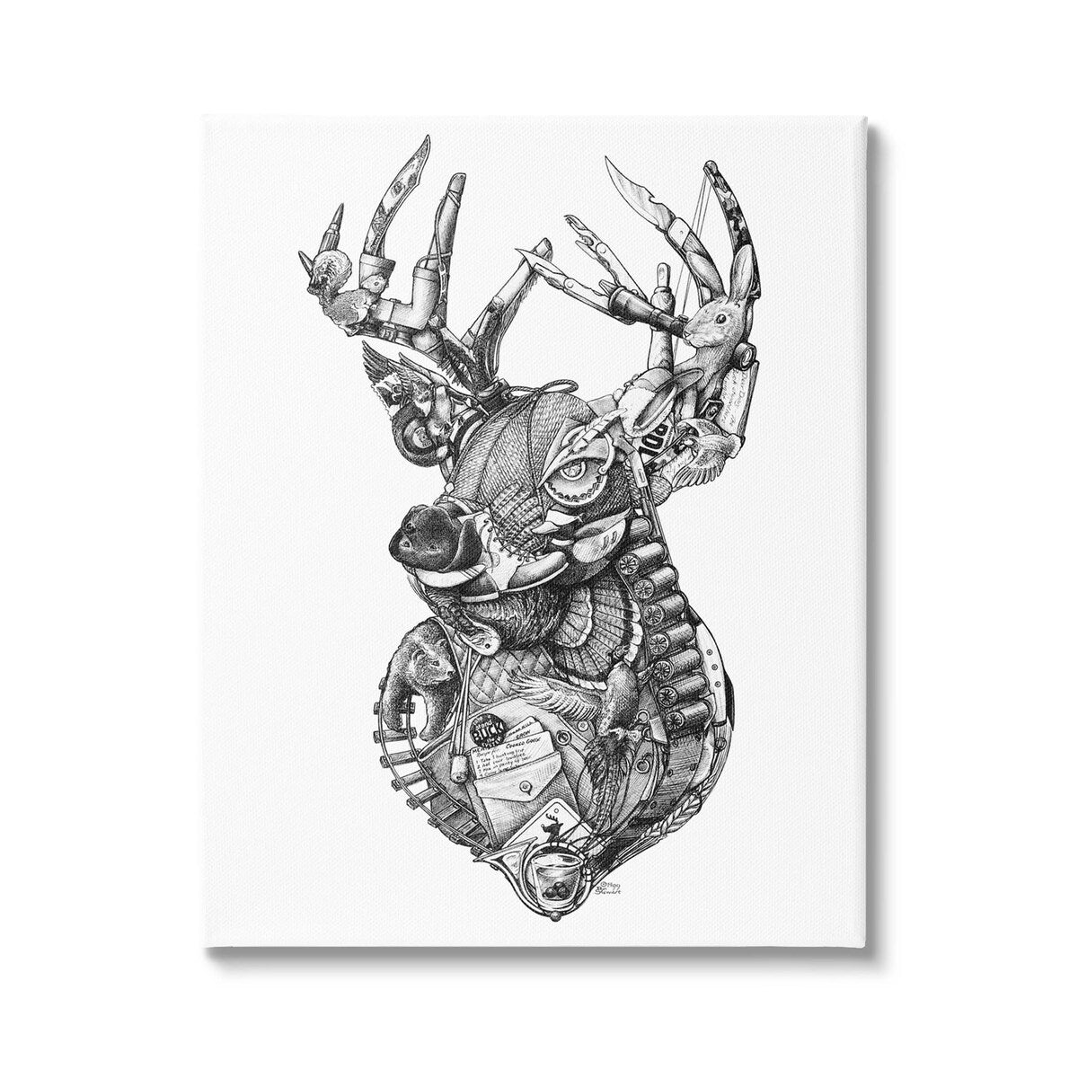 Stupell Deer Silhouette Camping Hunting Equipment Canvas Wall Art by Don Stewart