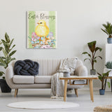 Stupell Easter Blessings Text Striped Yellow Chick Egg Basket Canvas Wall Art