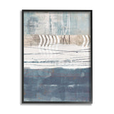 Stupell Nautical Abstract Painting Waved Lines Neutral Horizon Framed Wall Art - Blue
