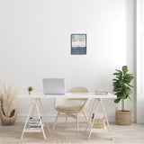 Stupell Nautical Abstract Painting Waved Lines Neutral Horizon Framed Wall Art - Blue