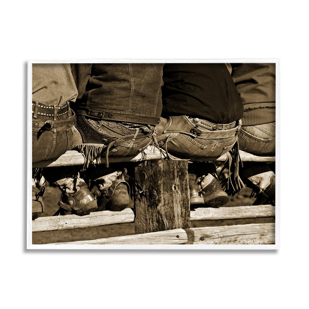 Stupell Vintage Western Cowboys Sitting Sepia Photography Framed Wall Art, Design by Lisa Dearing