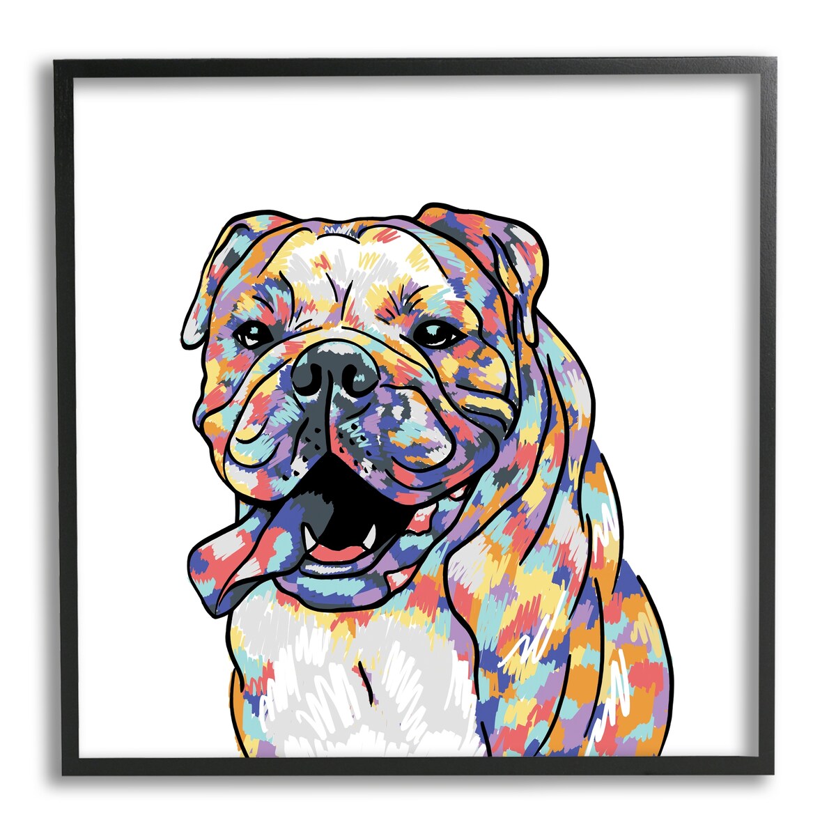 Stupell Modern Happy Bulldog Framed Giclee Art Design by Masey St. Studios