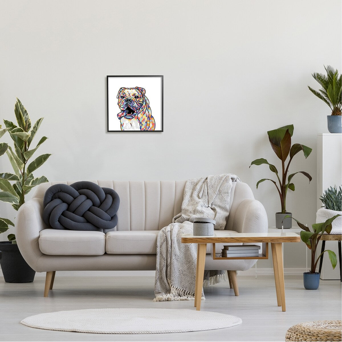 Stupell Modern Happy Bulldog Framed Giclee Art Design by Masey St. Studios