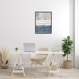 Stupell Nautical Abstract Painting Waved Lines Neutral Horizon Framed Wall Art - Blue