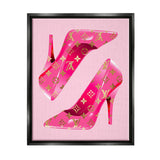 Stupell Pink Glam Logo Shoes Framed Floater Canvas Wall Art Design by Lil' Rue